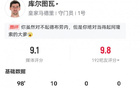 庫爾圖瓦：門神級表現，10次撲救，神撲頻現，全場最高分9.1！